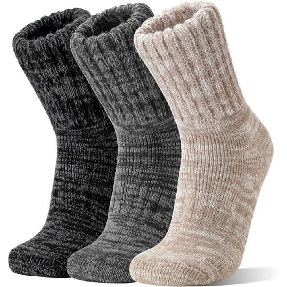 3 Pairs Medium Women Boot Socks Thermal Warm Thick Winter Cozy Hiking Work